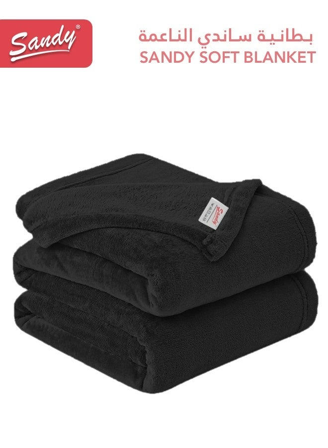 Sandy Lightweight Bedding Blanket, Single Size 220 x 170 cm, High Quality and Super Soft All Season Fleece Blanket, Optimal for Bed, Sofa, Couch and Home Decorations, Black - Image 2